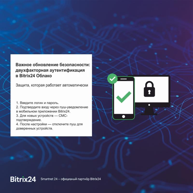 Важное обновление безопасности: двухфакторная аутентификация в Bitrix24 Облако